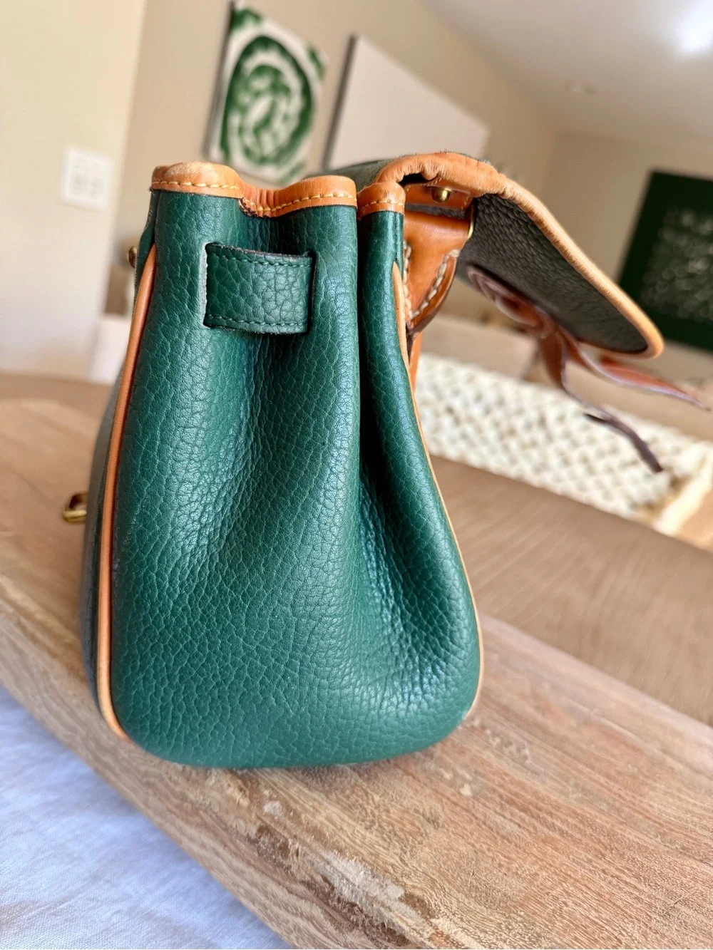 Vintage Dooney & Bourke AWL Surrey Satchel Forest Green British Tan